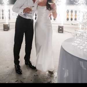 Retrofete pearl white satin dress